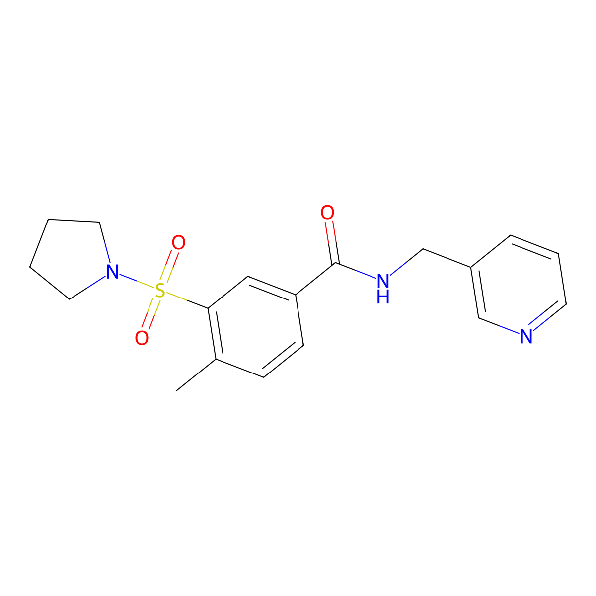 4-methyl-N-(pyridin-3-ylmethyl)-3-pyrrolidin-1-ylsulfonylbenzamide molecular structure, CAS 603971-66-0