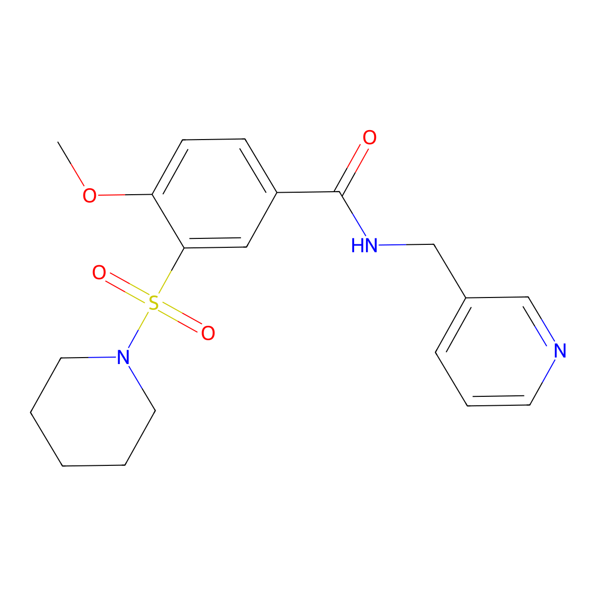 4-methoxy-3-piperidin-1-ylsulfonyl-N-(pyridin-3-ylmethyl)benzamide molecular structure, CAS 603971-97-7