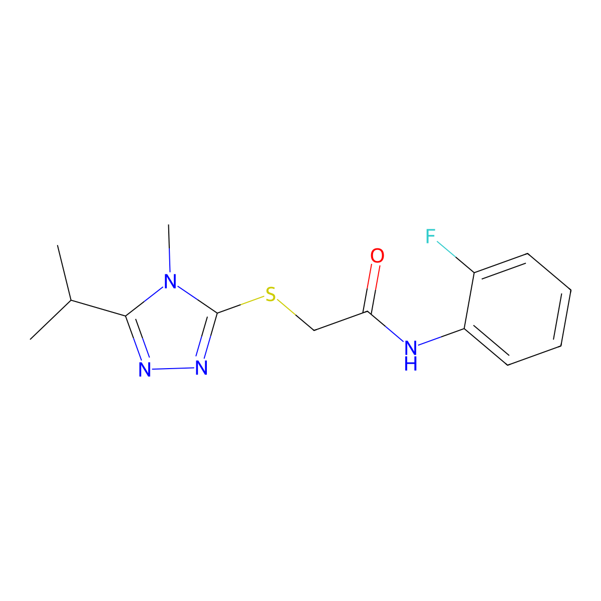 N-(2-fluorophenyl)-2-[(4-methyl-5-propan-2-yl-1,2,4-triazol-3-yl)sulfanyl]acetamide molecular structure, CAS 603975-99-1