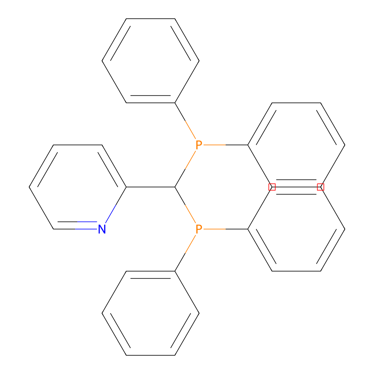 2-(Bis(diphenylphosphanyl)methyl)pyridine molecular structure, CAS 60398-55-2