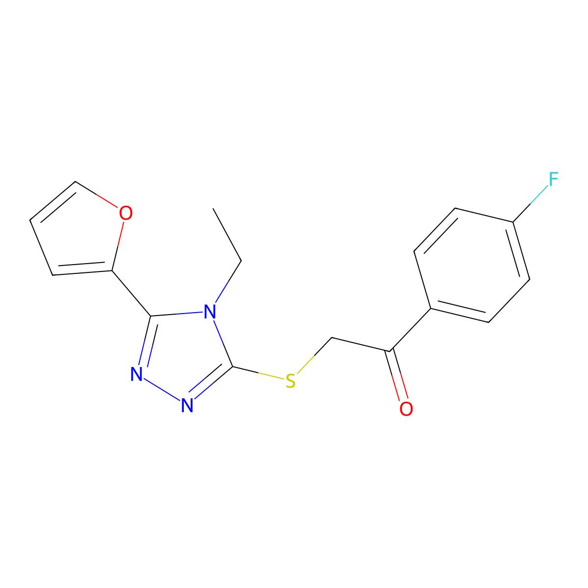 2-[[4-Ethyl-5-(furan-2-yl)-1,2,4-triazol-3-yl]sulfanyl]-1-(4-fluorophenyl)ethanone molecular structure, CAS 603981-61-9