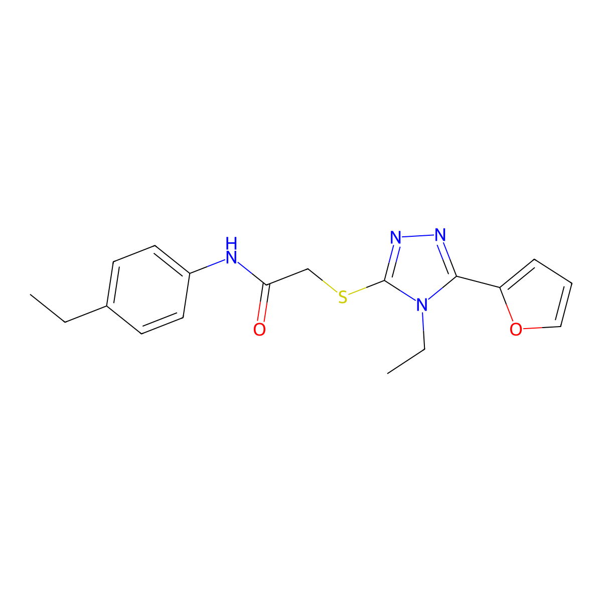 2-((4-Ethyl-5-(2-furyl)-4H-1,2,4-triazol-3-YL)thio)-N-(4-ethylphenyl)acetamide molecular structure, CAS 603981-68-6
