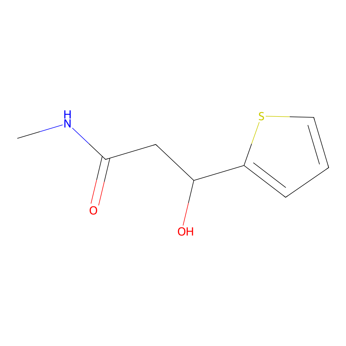 3-Hydroxy-N-methyl-3-(thiophen-2-yl)propanamide molecular structure, CAS 603996-87-8