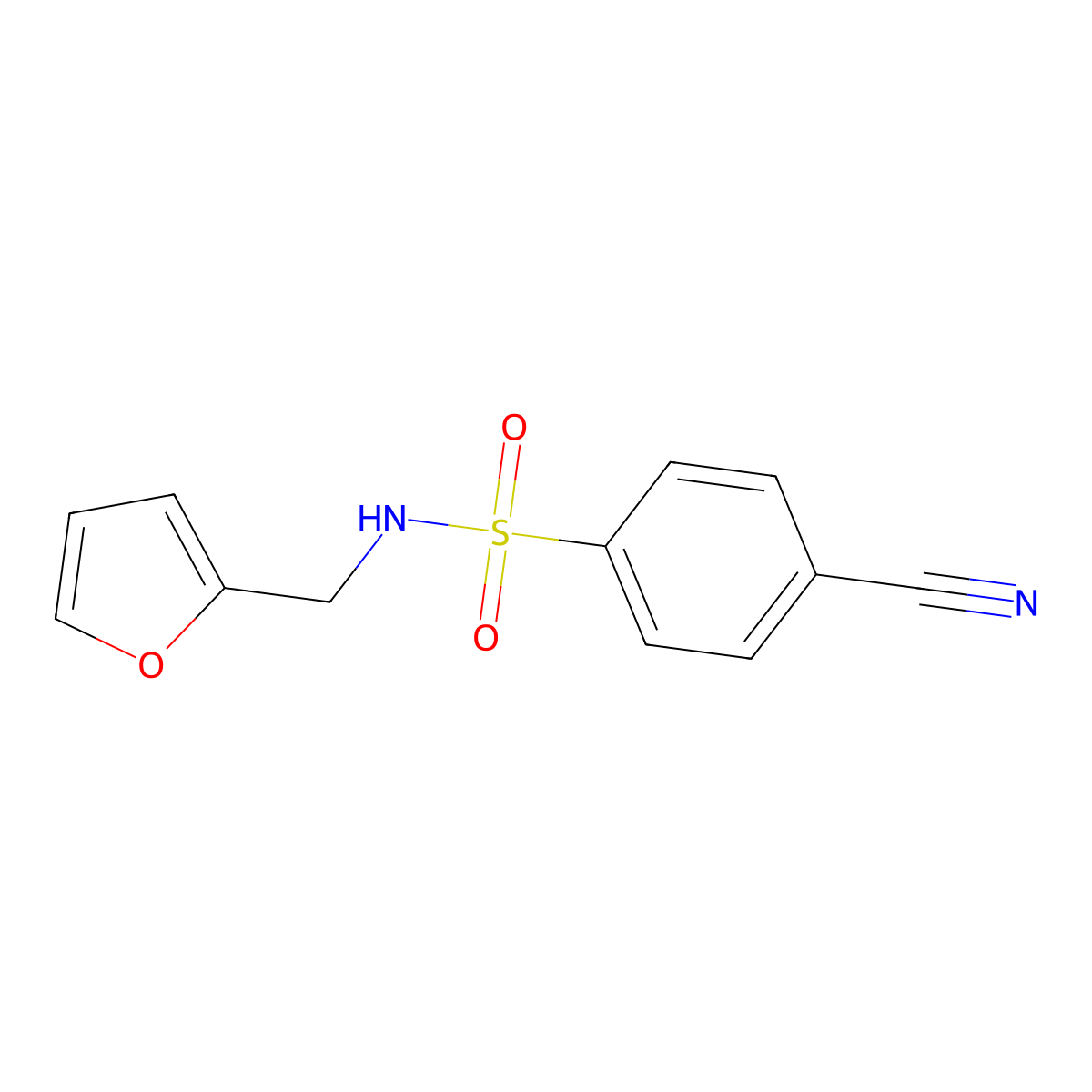 4-cyano-N-(furan-2-ylmethyl)benzene-1-sulfonamide molecular structure, CAS 603999-00-4