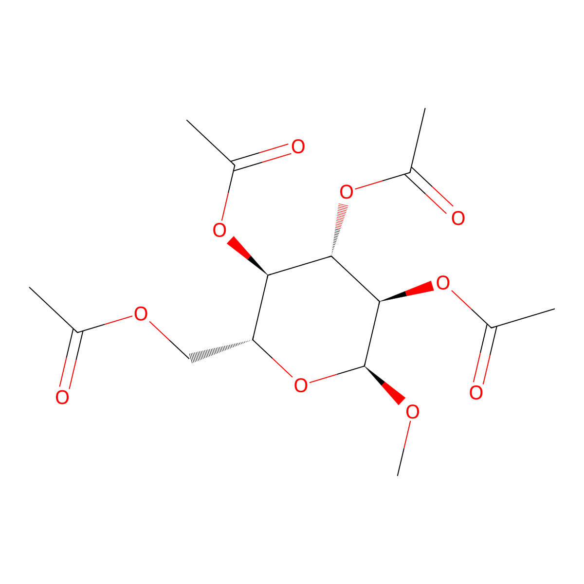 alpha-D-Glucopyranoside, methyl, tetraacetate molecular structure, CAS 604-70-6