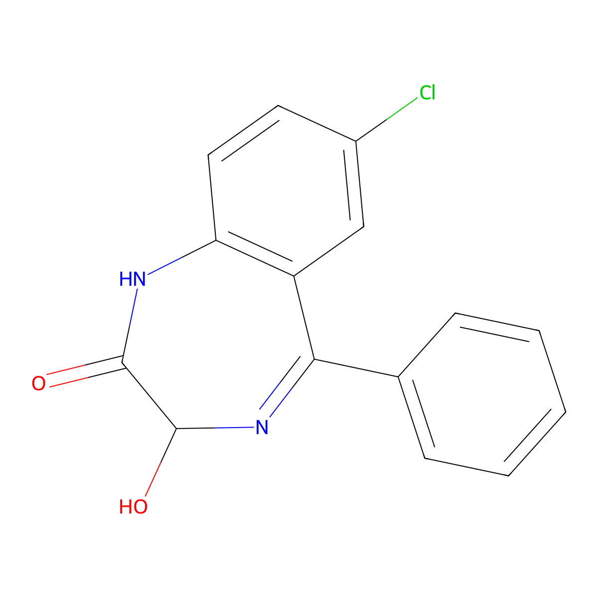 Oxazepam molecular structure, CAS 604-75-1