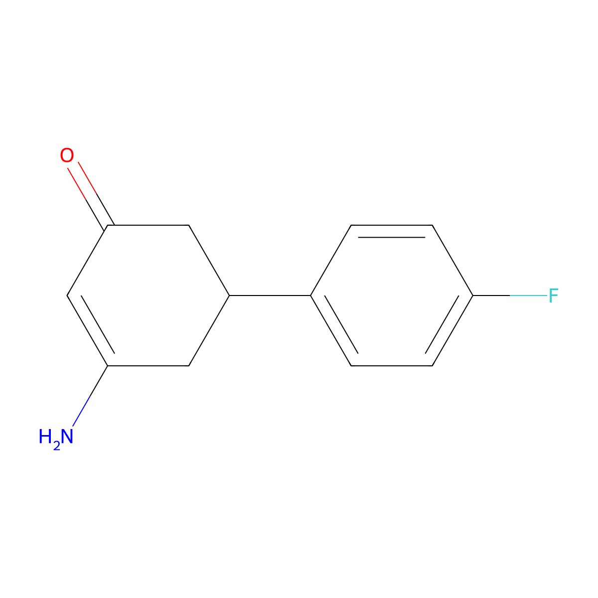 3-Amino-5-(4-fluorophenyl)cyclohex-2-en-1-one molecular structure, CAS 604000-06-8