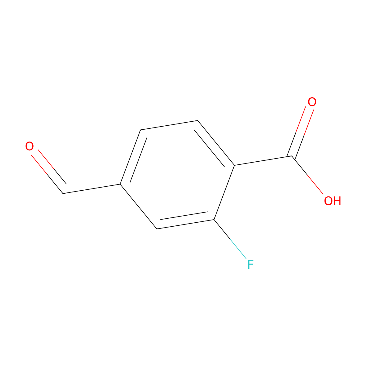 2-Fluoro-4-formylbenzoic acid molecular structure, CAS 604000-97-7