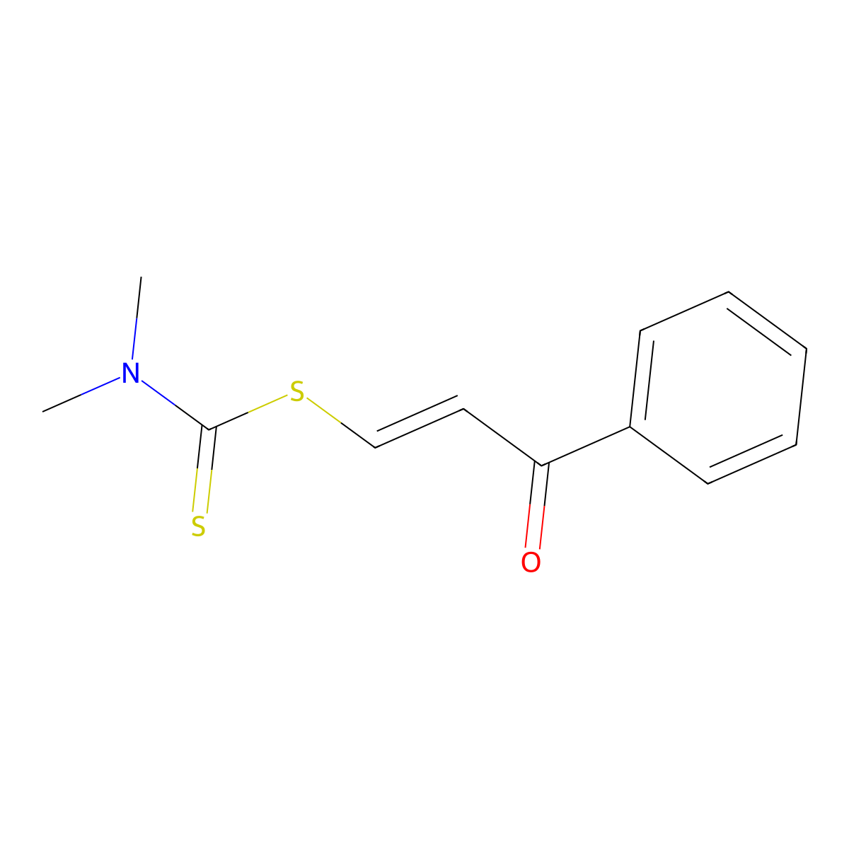 Carbamodithioic acid, dimethyl-, 3-oxo-3-phenyl-1-propenyl ester molecular structure, CAS 60405-29-0