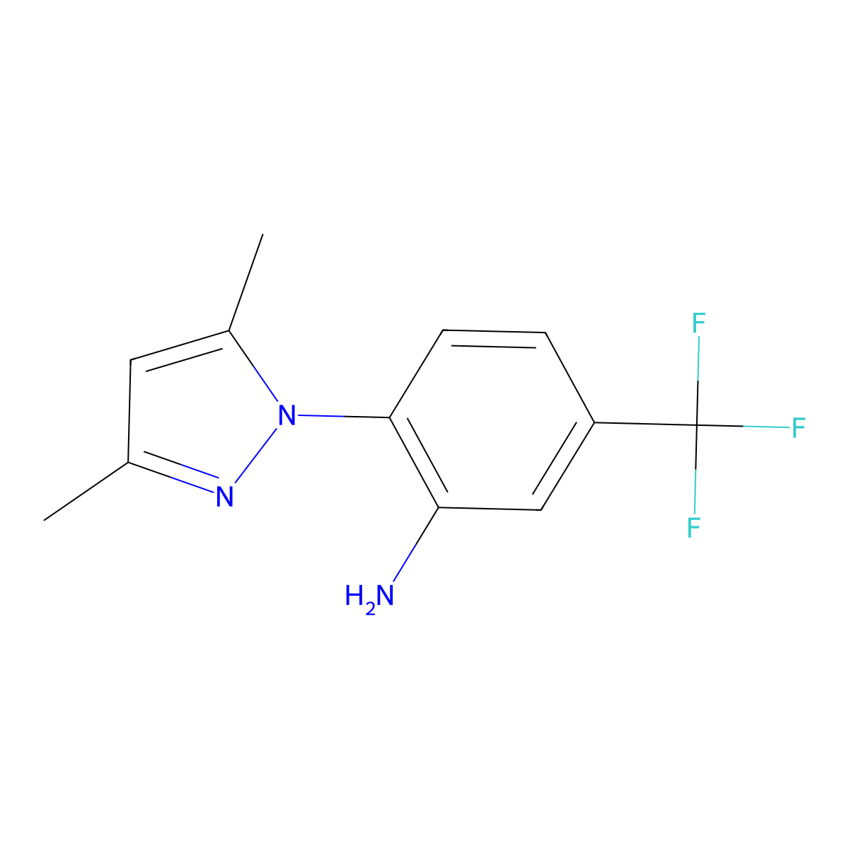 2-(3,5-dimethyl-1H-pyrazol-1-yl)-5-(trifluoromethyl)aniline molecular structure, CAS 60418-61-3