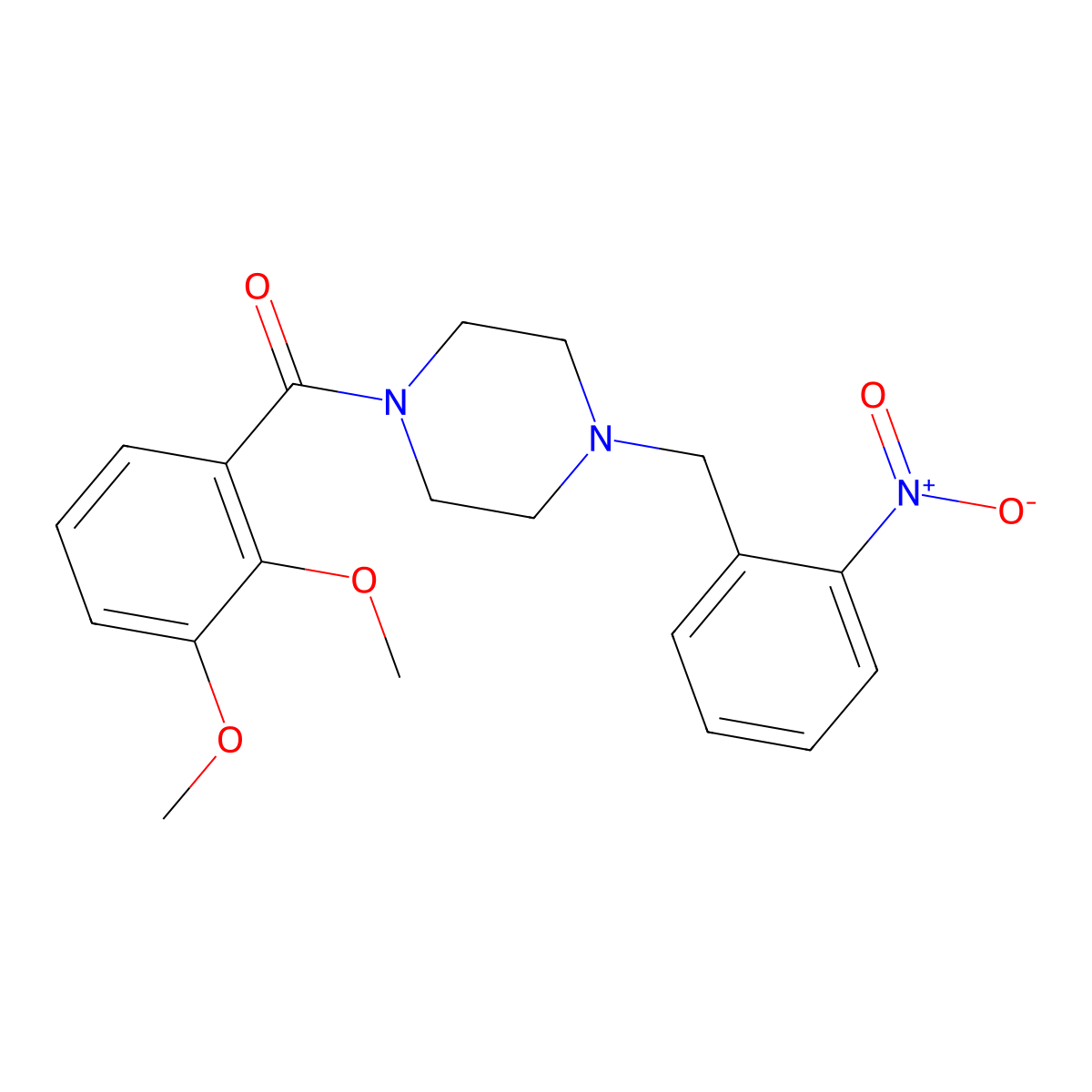 (2,3-Dimethoxyphenyl){4-[(2-nitrophenyl)methyl]piperazin-1-yl}methanone molecular structure, CAS 6042-51-9