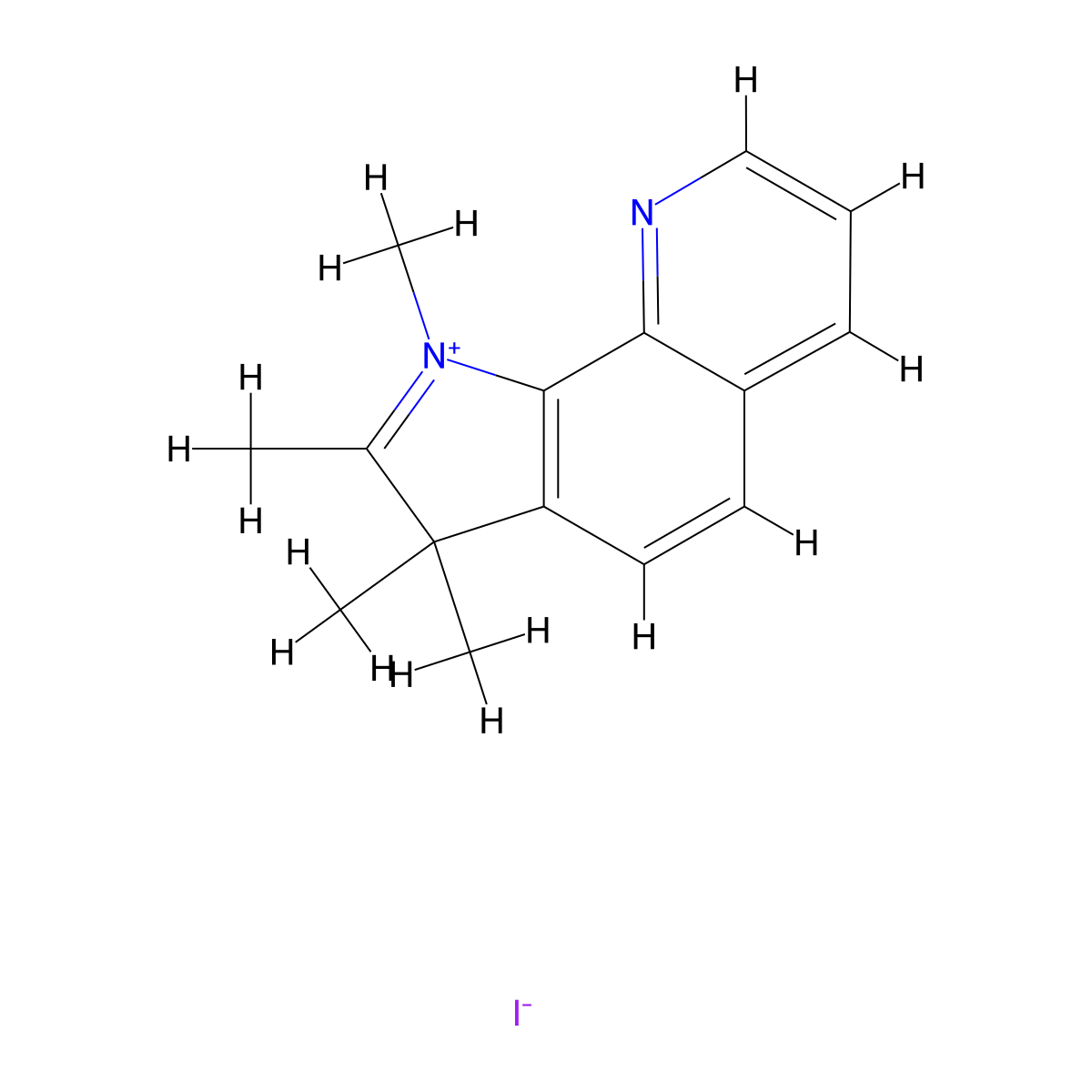 1,2,3,3-Tetramethyl-3H-pyrrolo[3,2-h]quinolin-1-ium iodide molecular structure, CAS 60420-12-4