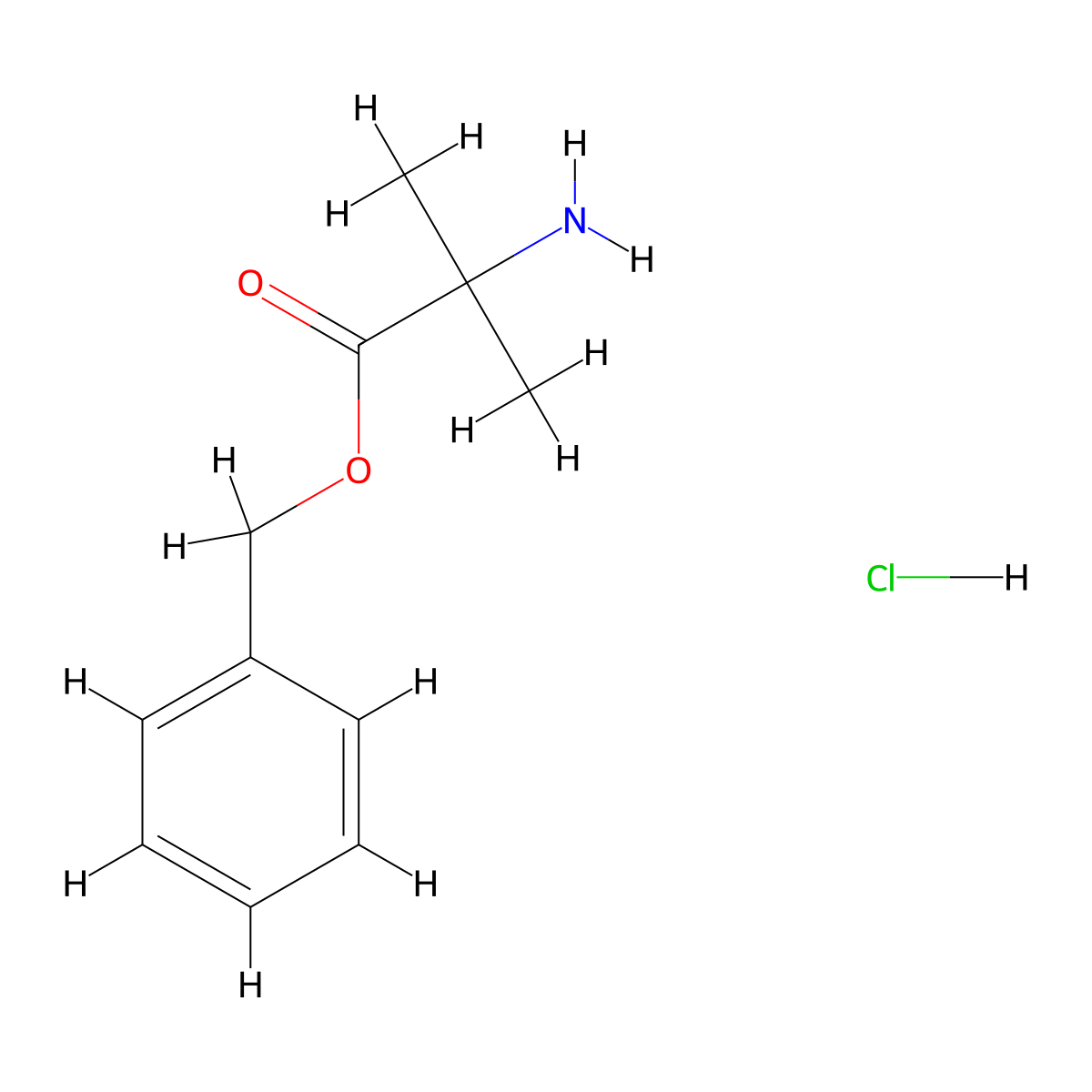 Benzyl 2-amino-2-methylpropanoate hydrochloride molecular structure, CAS 60421-20-7