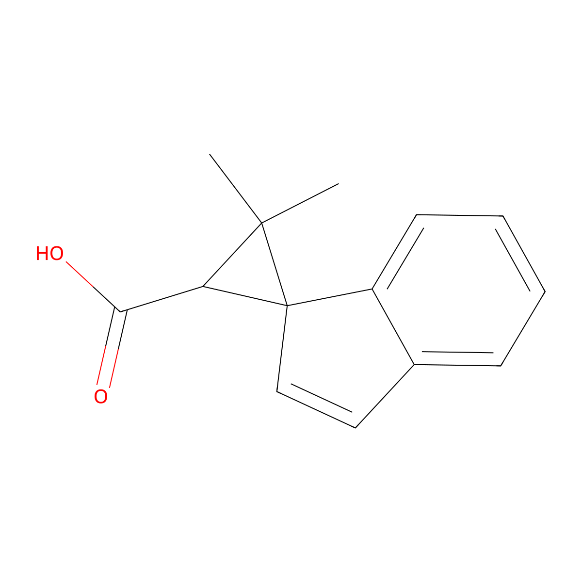 3,3-Dimethylspiro(cyclopropane-1,1'-(1H)indene)-2-carboxylic acid molecular structure, CAS 60424-44-4
