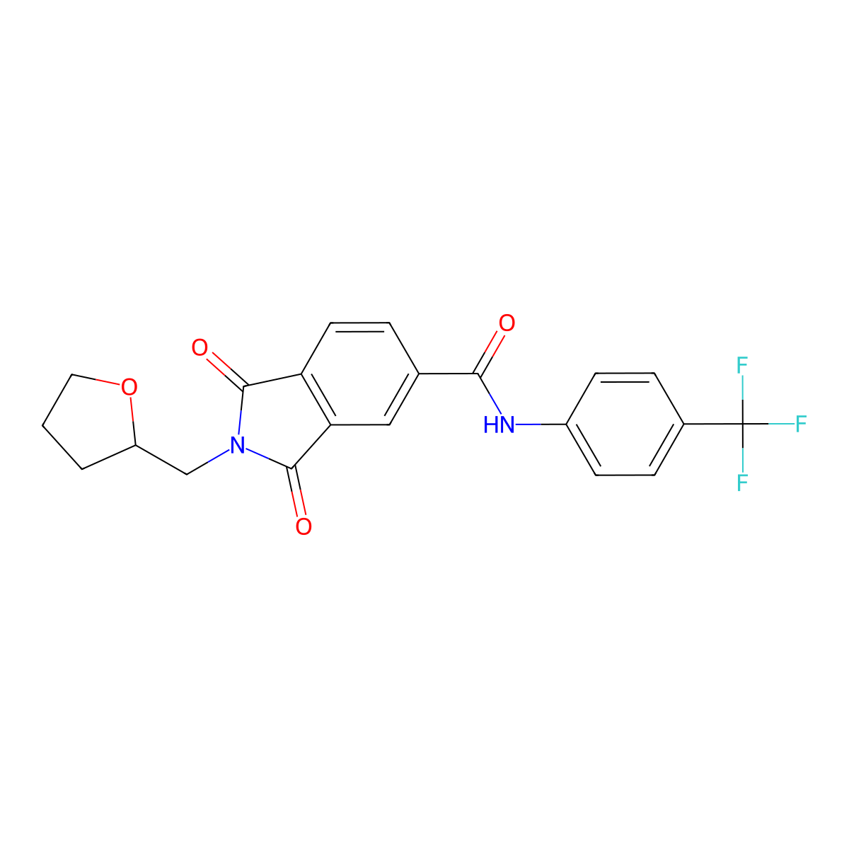 1,3-dioxo-2-(oxolan-2-ylmethyl)-N-[4-(trifluoromethyl)phenyl]isoindole-5-carboxamide molecular structure, CAS 6043-12-5