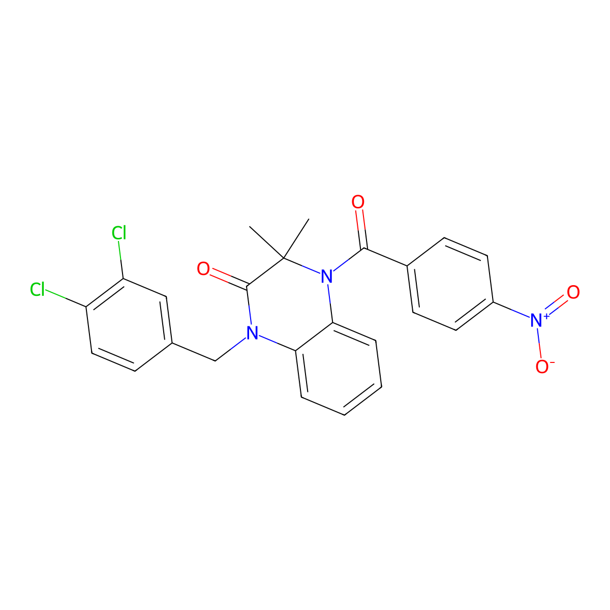 1-[(3,4-Dichlorophenyl)methyl]-3,3-dimethyl-4-(4-nitrobenzoyl)-3,4-dihydroquinoxalin-2(1H)-one molecular structure, CAS 6043-17-0