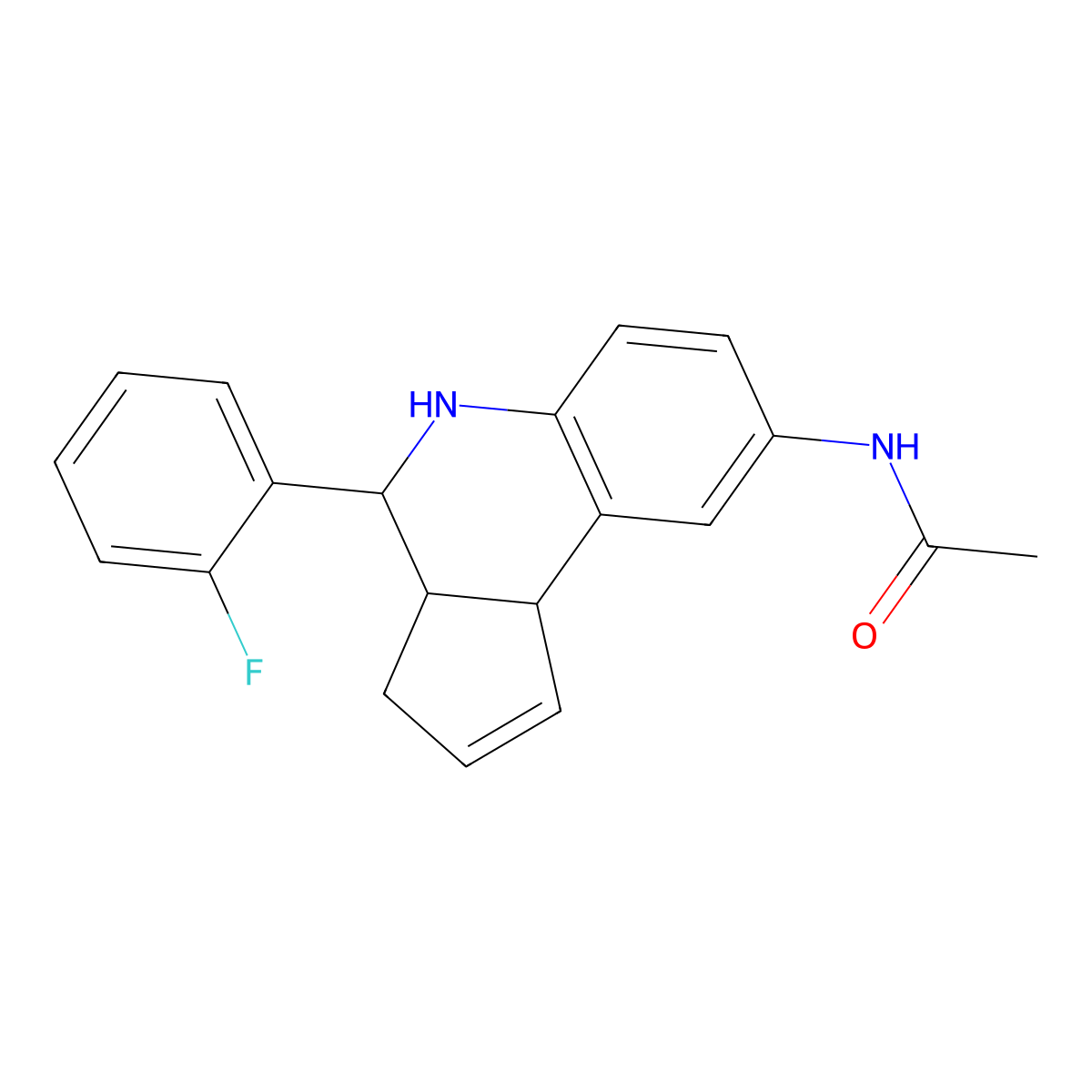 N-[4-(2-fluorophenyl)-3a,4,5,9b-tetrahydro-3H-cyclopenta[c]quinolin-8-yl]acetamide molecular structure, CAS 6043-23-8