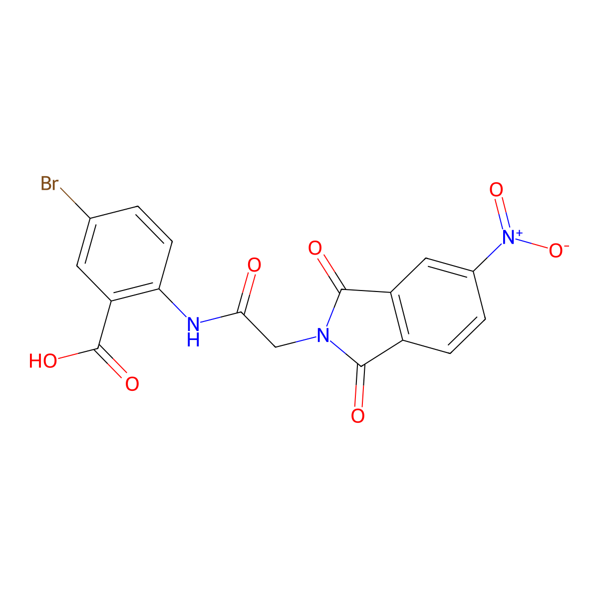 5-bromo-2-{[(5-nitro-1,3-dioxo-1,3-dihydro-2H-isoindol-2-yl)acetyl]amino}benzoic acid molecular structure, CAS 6043-35-2