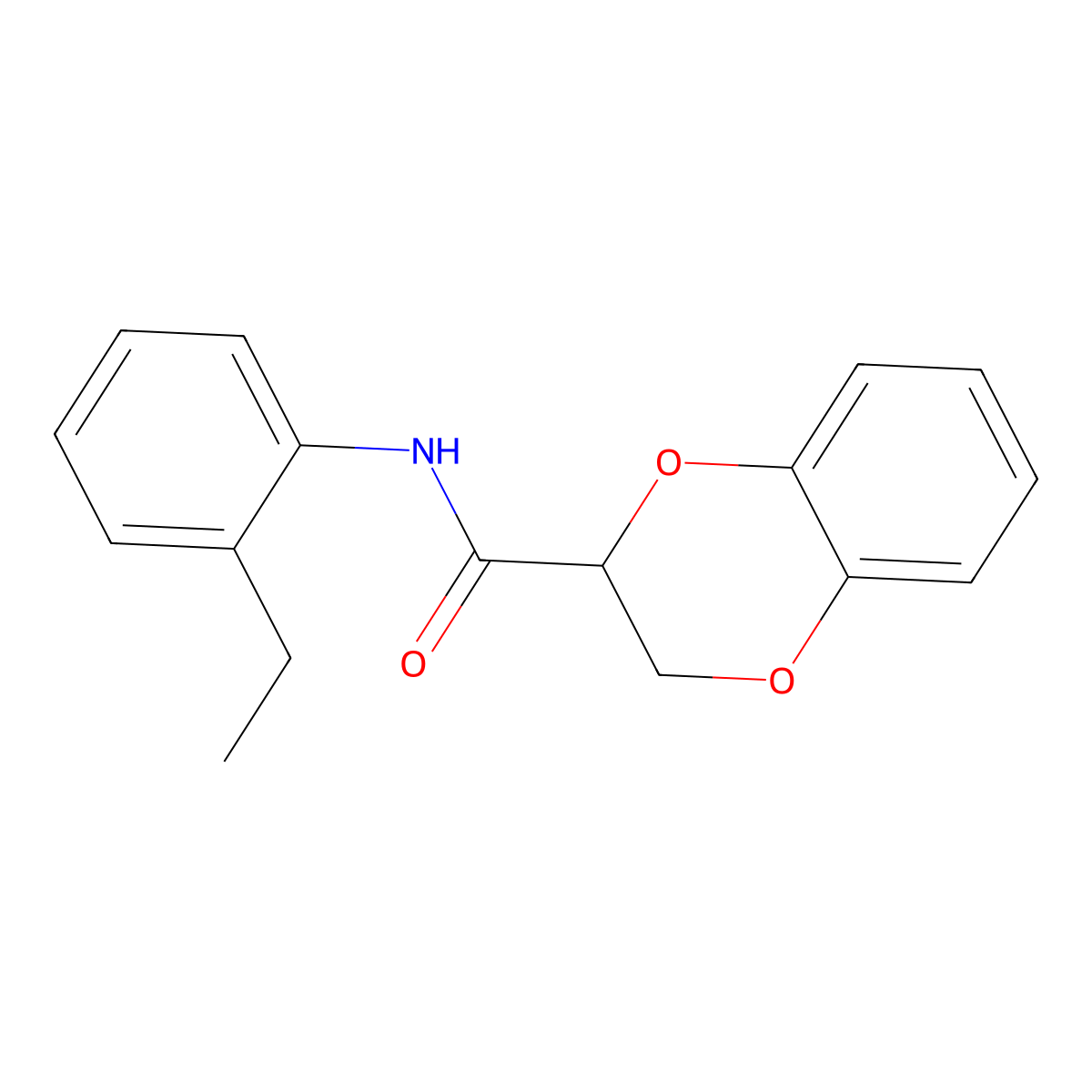 N-(2-ethylphenyl)-2,3-dihydro-1,4-benzodioxine-2-carboxamide molecular structure, CAS 6043-54-5