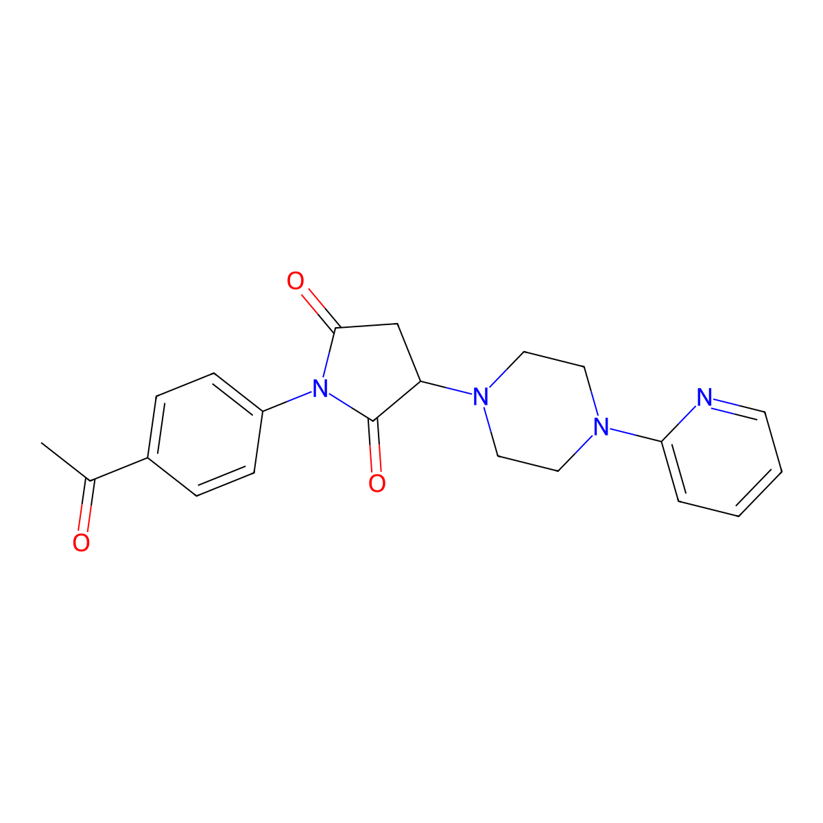 1-(4-Acetylphenyl)-3-(4-pyridin-2-ylpiperazin-1-yl)pyrrolidine-2,5-dione molecular structure, CAS 6043-64-7