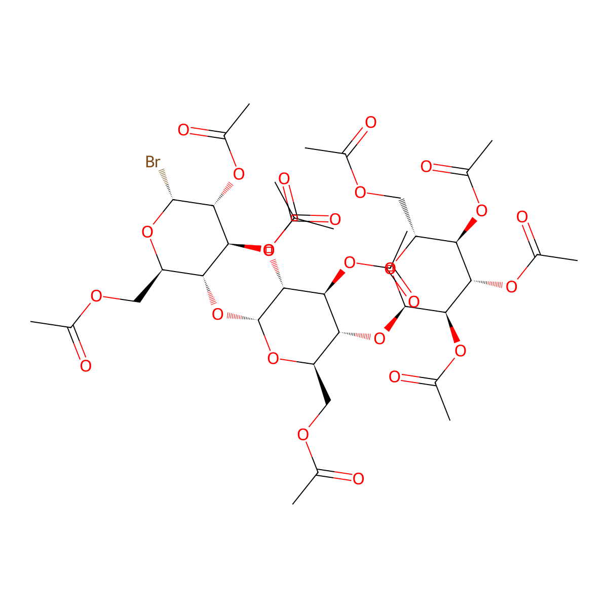 Glc2Ac3Ac4Ac6Ac(a1-4)Glc2Ac3Ac6Ac(a1-4)a-Glc1Br2Ac3Ac6Ac molecular structure, CAS 60438-67-7