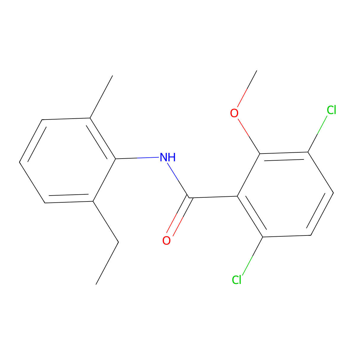3,6-dichloro-N-(2-ethyl-6-methylphenyl)-2-methoxybenzamide molecular structure, CAS 6044-06-0