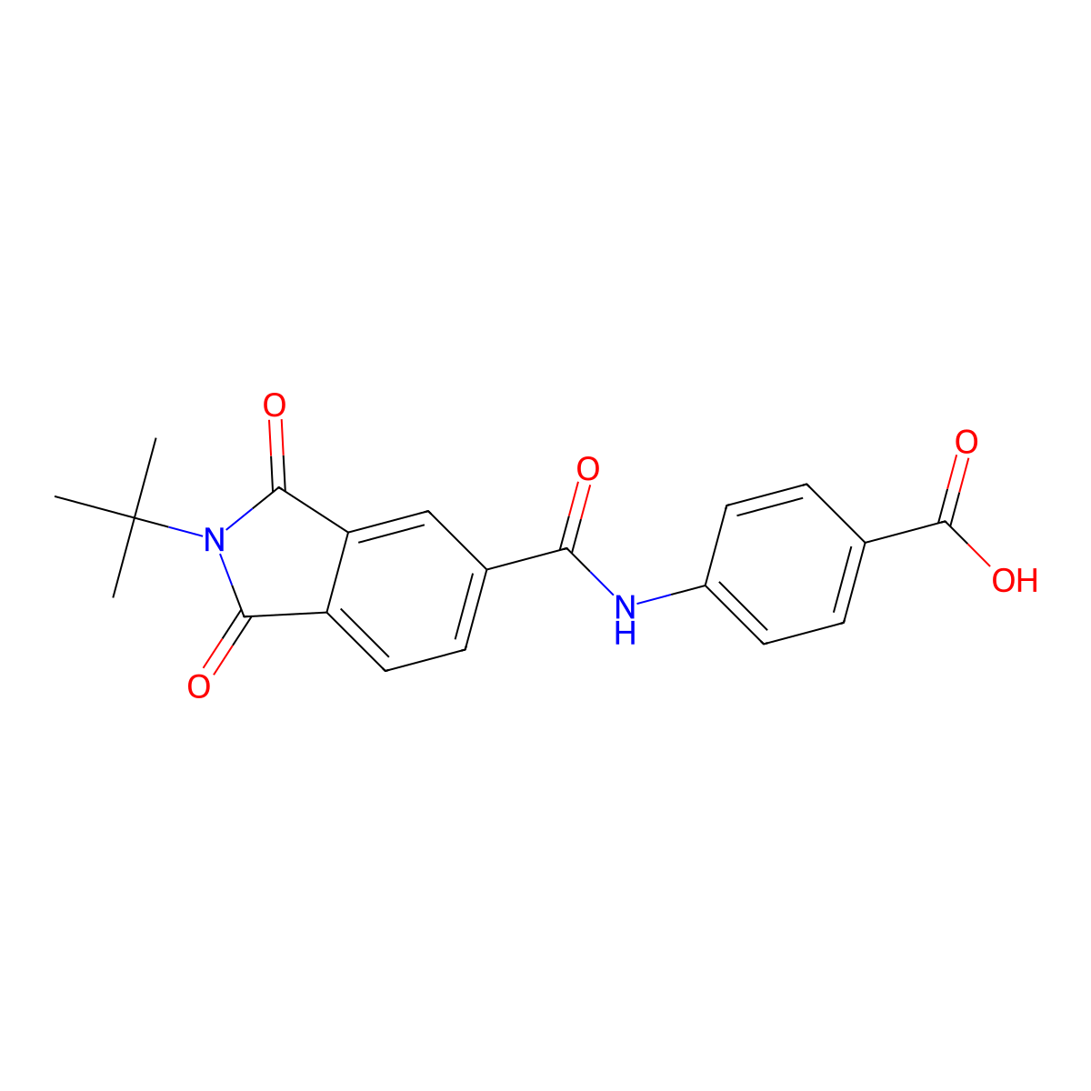 4-{[(2-tert-butyl-1,3-dioxo-2,3-dihydro-1H-isoindol-5-yl)carbonyl]amino}benzoic acid molecular structure, CAS 6044-16-2