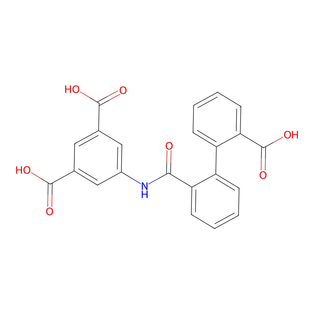 5-[[2-(2-Carboxyphenyl)benzoyl]amino]benzene-1,3-dicarboxylic acid molecular structure, CAS 6044-38-8
