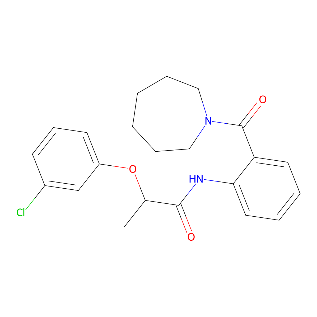 N-[2-(azepane-1-carbonyl)phenyl]-2-(3-chlorophenoxy)propanamide molecular structure, CAS 6044-44-6