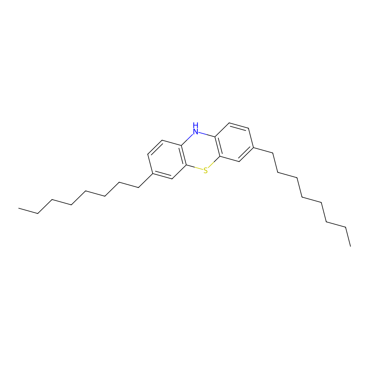 10H-Phenothiazine, 3,7-dioctyl- molecular structure, CAS 6044-61-7