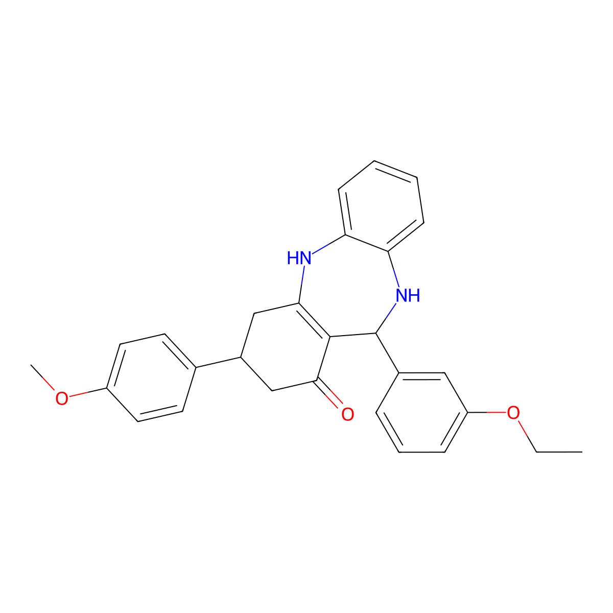 11-(3-ethoxyphenyl)-3-(4-methoxyphenyl)-2,3,4,5,10,11-hexahydro-1H-dibenzo[b,e][1,4]diazepin-1-one molecular structure, CAS 6044-67-3