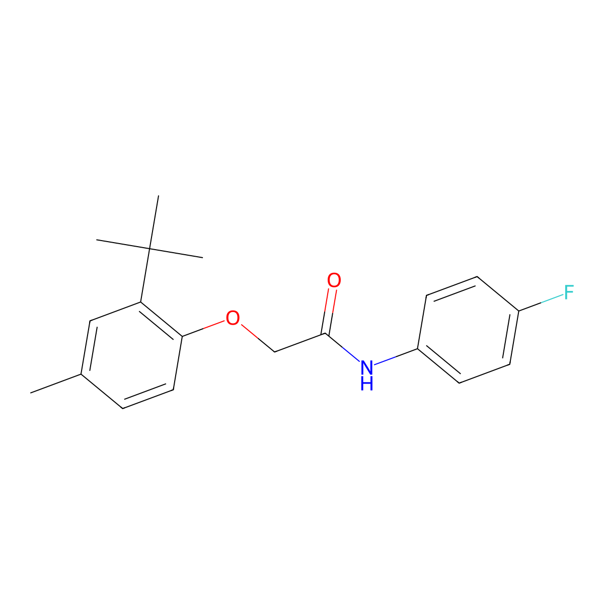 2-(2-Tert-butyl-4-methylphenoxy)-n-(4-fluorophenyl)acetamide molecular structure, CAS 6044-81-1