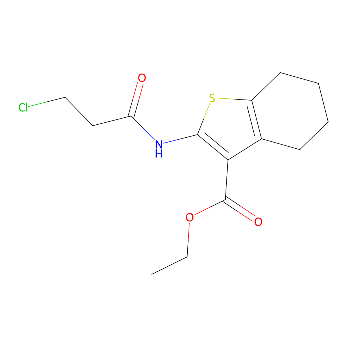Ethyl 2-[(3-chloropropanoyl)amino]-4,5,6,7-tetrahydro-1-benzothiophene-3-carboxylate molecular structure, CAS 60442-45-7
