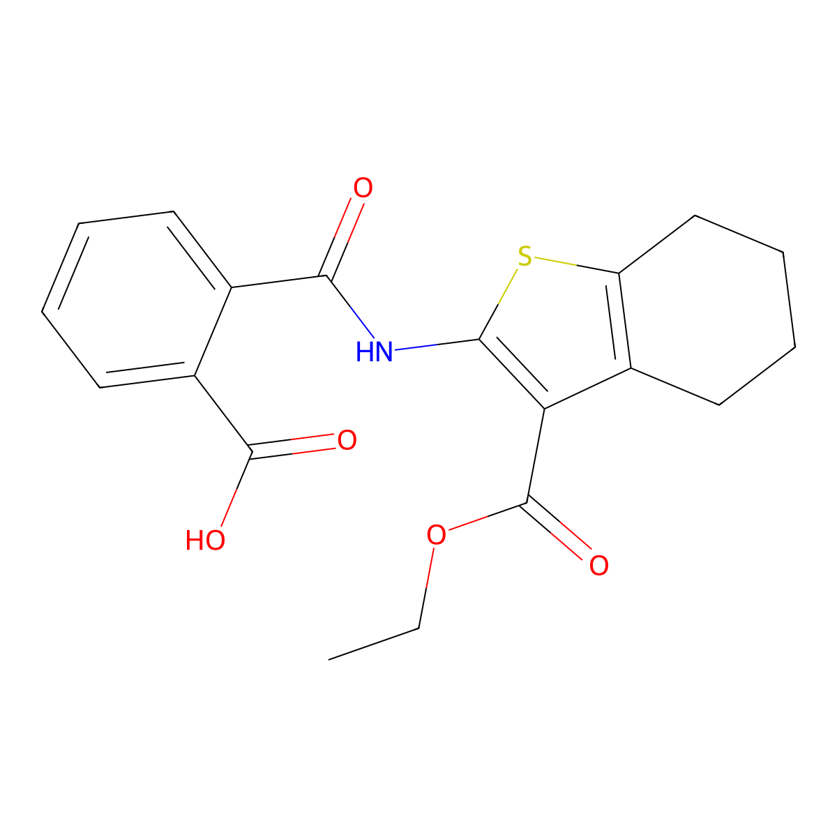 3-Ethyl 2-[(2-carboxybenzoyl)amino]-4,5,6,7-tetrahydrobenzo[b]thiophene-3-carboxylate molecular structure, CAS 60442-48-0