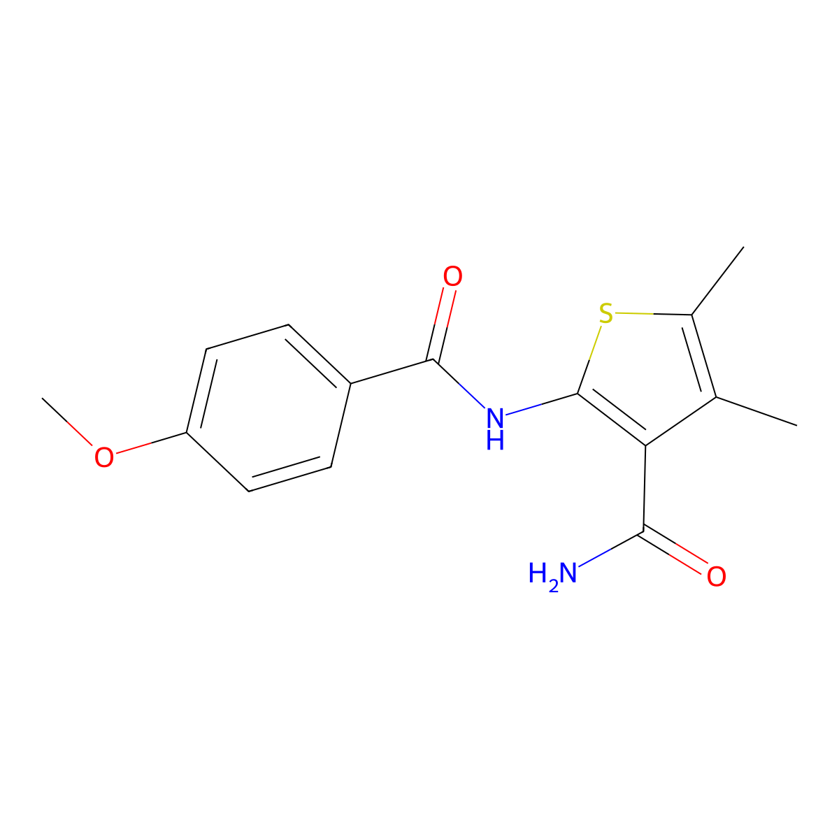 2-[(4-Methoxybenzoyl)amino]-4,5-dimethyl-3-thiophenecarboxamide molecular structure, CAS 60442-51-5
