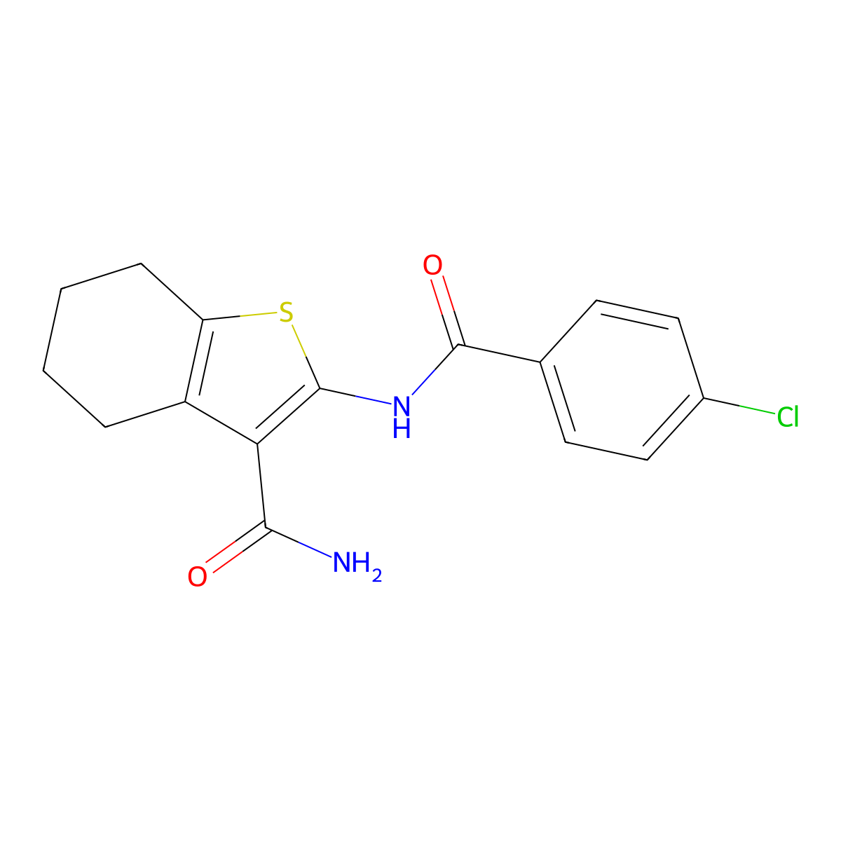 2-(4-Chlorobenzamido)-4,5,6,7-tetrahydrobenzo[b]thiophene-3-carboxamide molecular structure, CAS 60442-52-6