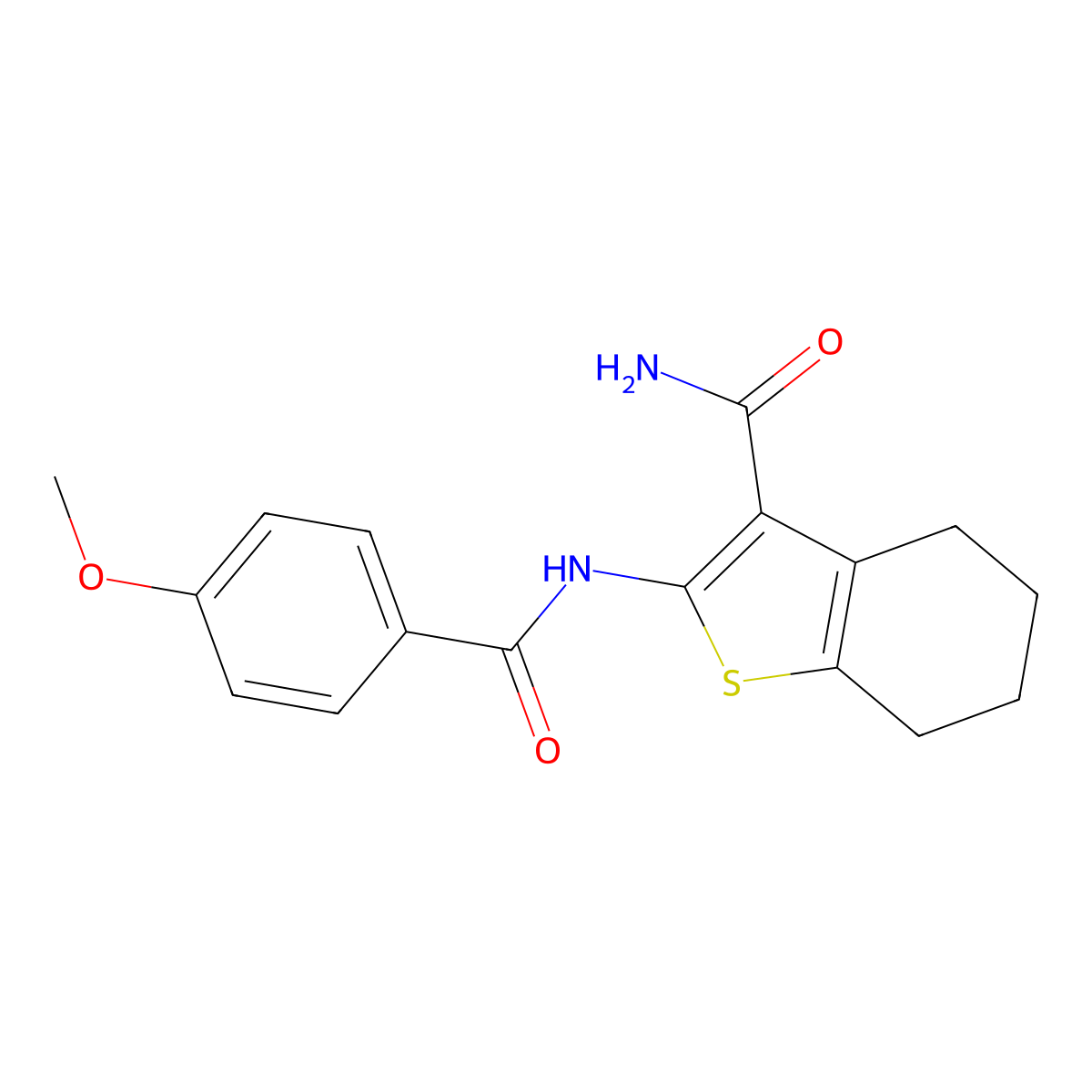 2-(4-Methoxybenzamido)-4,5,6,7-tetrahydrobenzo[b]thiophene-3-carboxamide molecular structure, CAS 60442-53-7