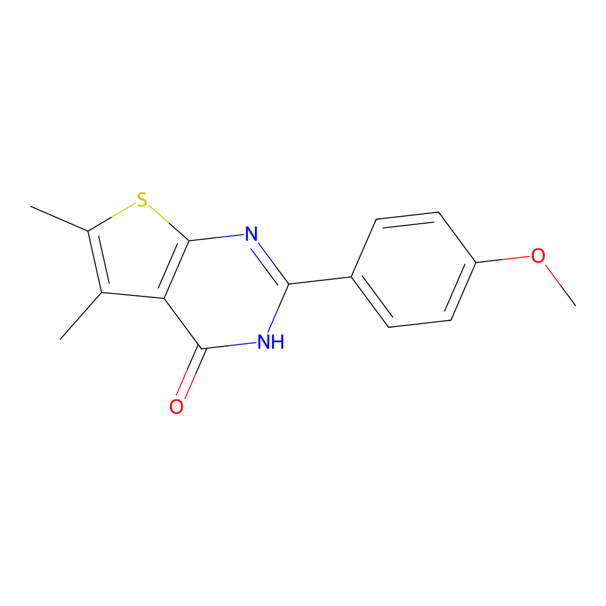 2-(4-methoxyphenyl)-5,6-dimethyl-3H-thieno[2,3-d]pyrimidin-4-one molecular structure, CAS 60442-57-1