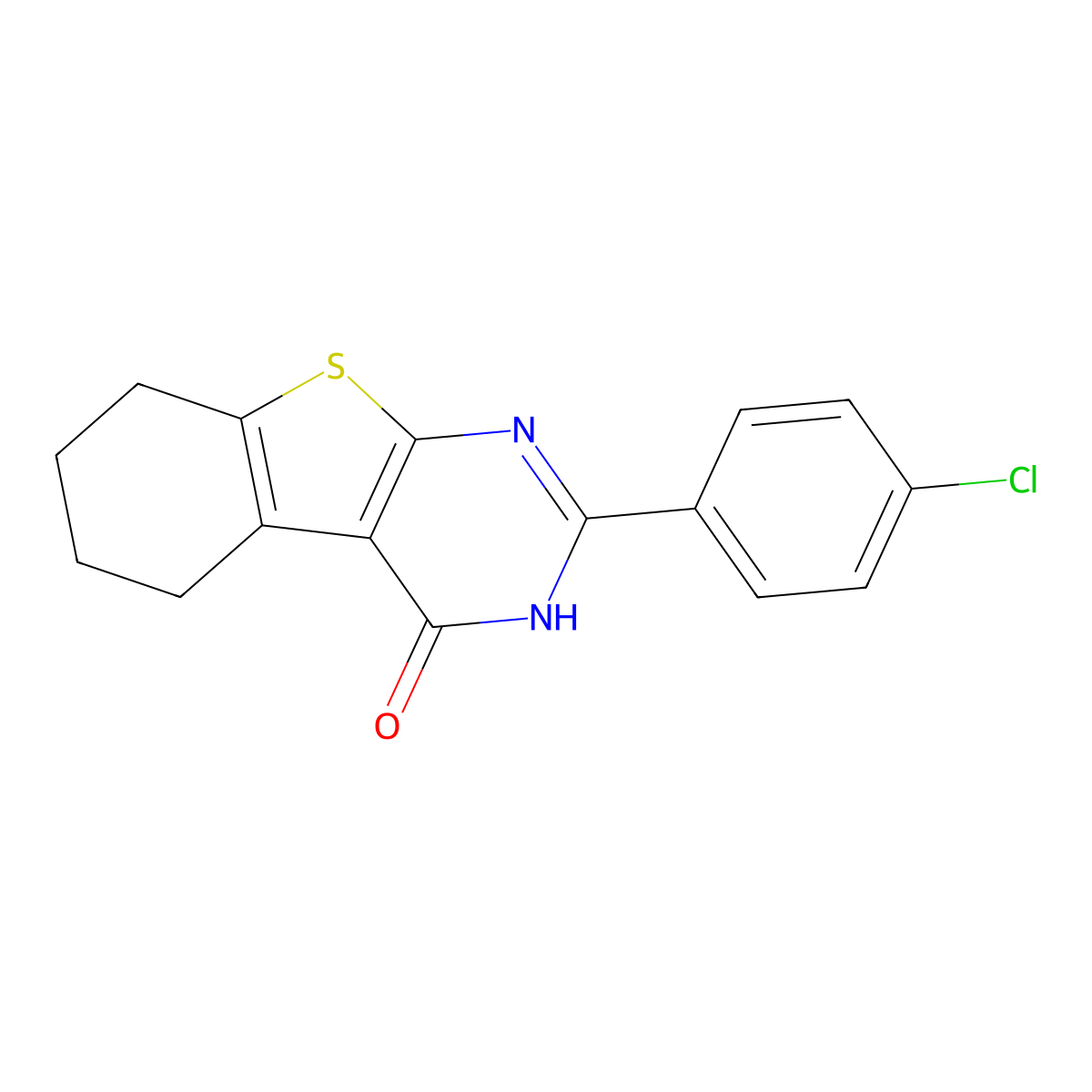 2-(4-chlorophenyl)-5,6,7,8-tetrahydro[1]benzothieno[2,3-d]pyrimidin-4(3H)-one molecular structure, CAS 60442-58-2