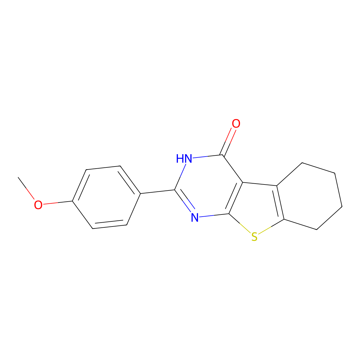 2-(4-methoxyphenyl)-5,6,7,8-tetrahydro[1]benzothieno[2,3-d]pyrimidin-4(3H)-one molecular structure, CAS 60442-59-3