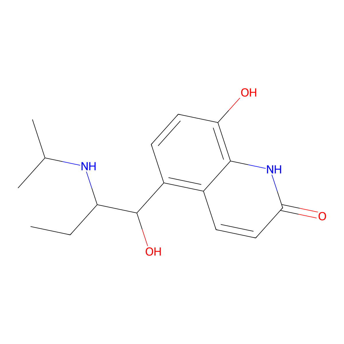 8-Hydroxy-5-(1-hydroxy-2-((1-methylethyl)amino)butyl)-2(1H)-quinolinone molecular structure, CAS 60443-17-6