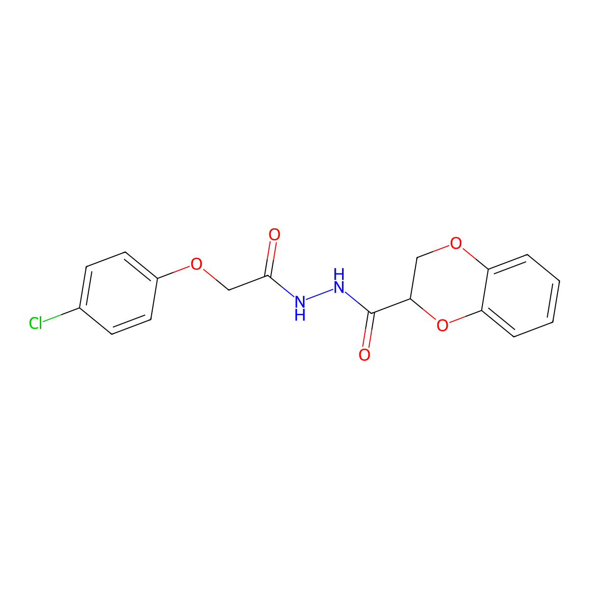 N'-[2-(4-chlorophenoxy)acetyl]-2,3-dihydro-1,4-benzodioxine-2-carbohydrazide molecular structure, CAS 6045-03-0