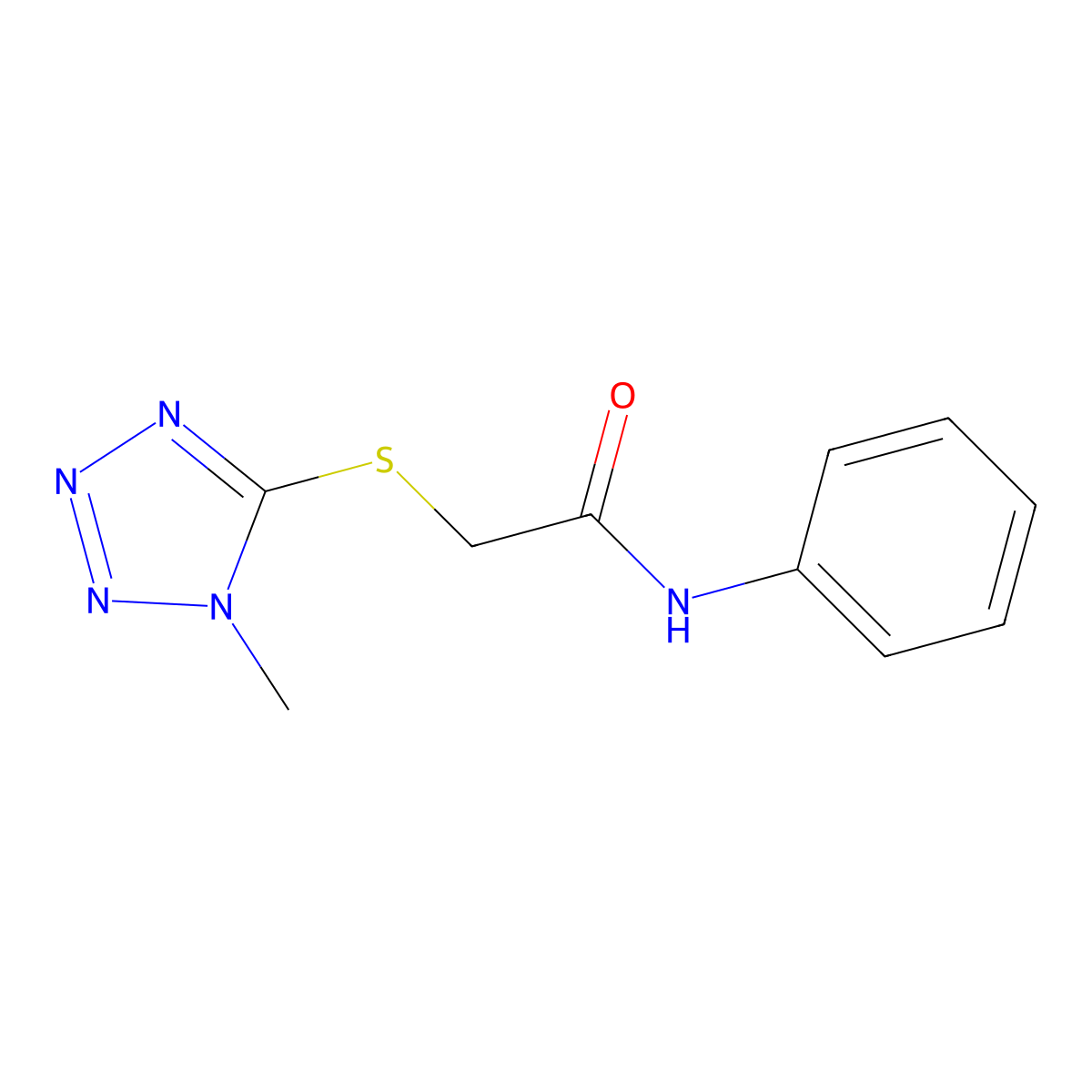 2-(1-methyltetrazol-5-yl)sulfanyl-N-phenylacetamide molecular structure, CAS 6045-28-9