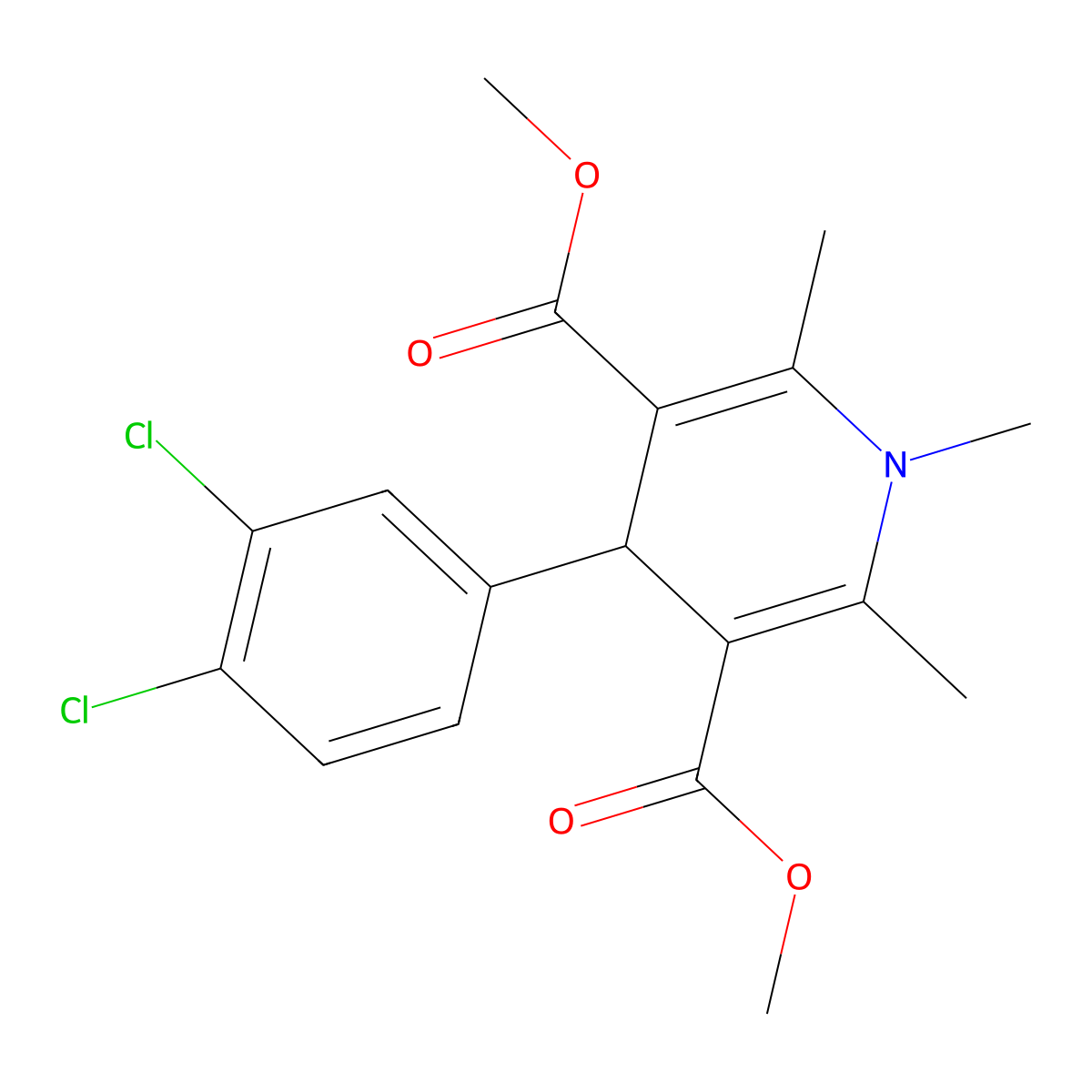Dimethyl 4-(3,4-dichlorophenyl)-1,2,6-trimethyl-1,4-dihydropyridine-3,5-dicarboxylate molecular structure, CAS 6045-48-3