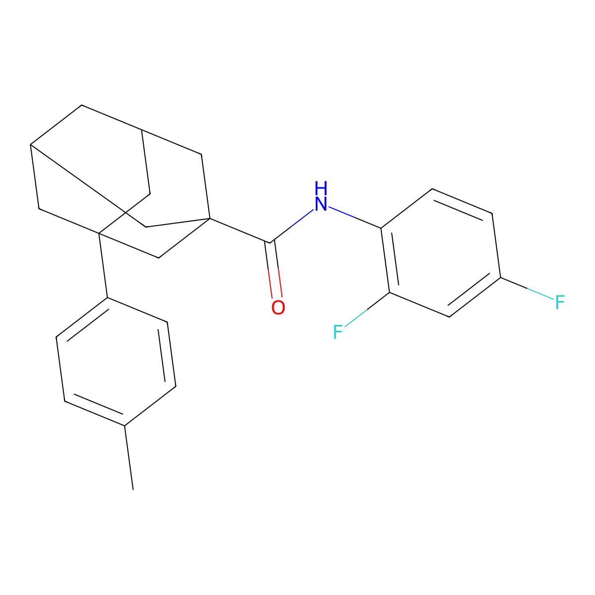 N-(2,4-difluorophenyl)-3-(4-methylphenyl)adamantane-1-carboxamide molecular structure, CAS 6045-92-7