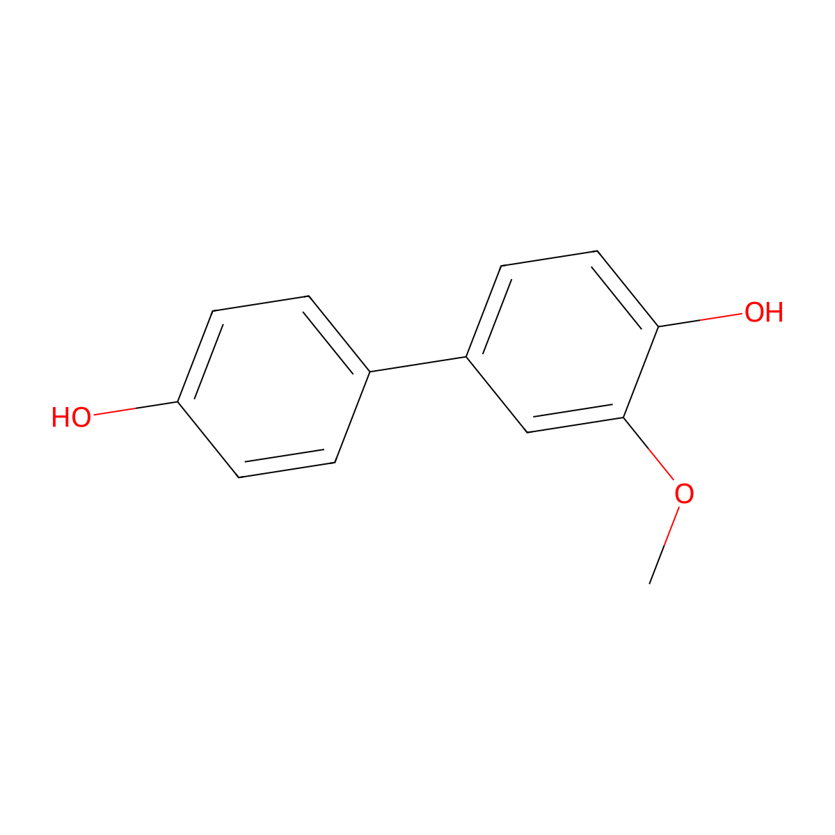 4,4'-Dihydroxy-3-methoxybiphenyl molecular structure, CAS 60453-06-7