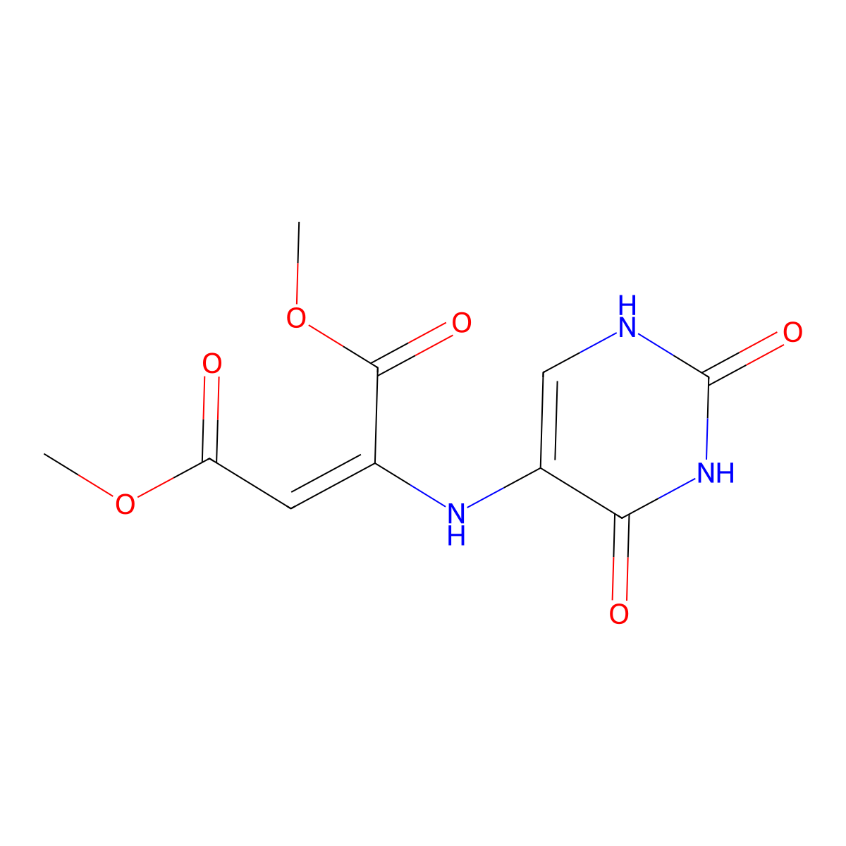 2,4-Dioxo-1,2,3,4-tetrahydro-pyrimidin-5-ylamino)-fumaric acid dimethyl ester molecular structure, CAS 60458-95-9