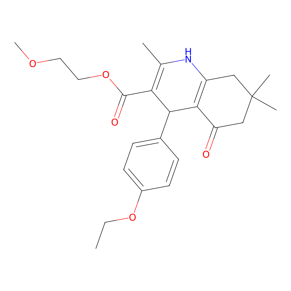 2-Methoxyethyl 4-(4-ethoxyphenyl)-2,7,7-trimethyl-5-oxo-1,4,6,8-tetrahydroquinoline-3-carboxylate molecular structure, CAS 6046-15-7