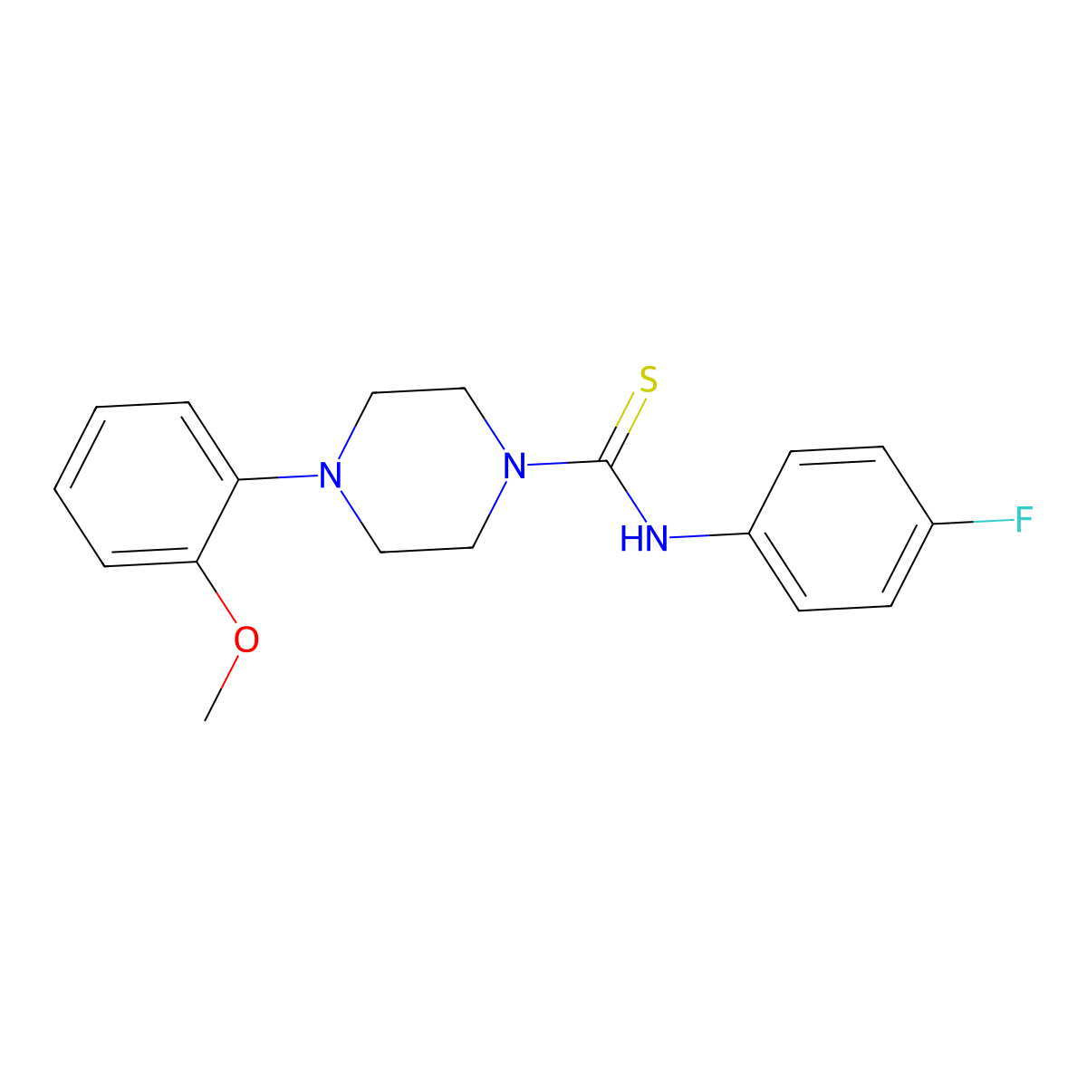 N-(4-fluorophenyl)-4-(2-methoxyphenyl)piperazine-1-carbothioamide molecular structure, CAS 6046-23-7