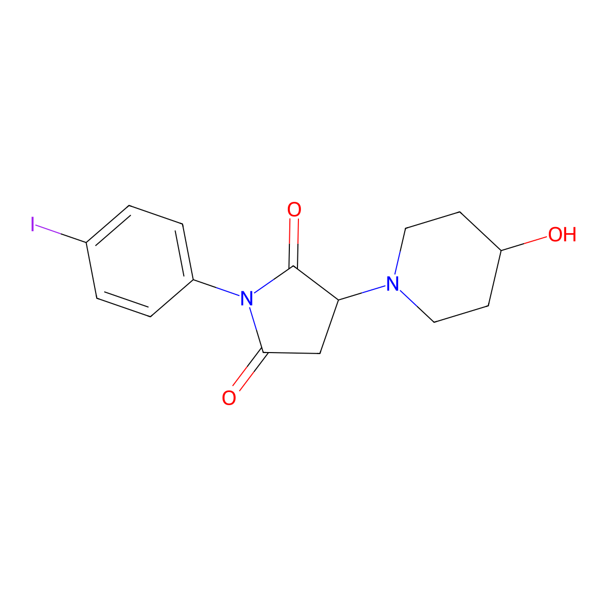 3-(4-Hydroxypiperidin-1-yl)-1-(4-iodophenyl)pyrrolidine-2,5-dione molecular structure, CAS 6046-34-0